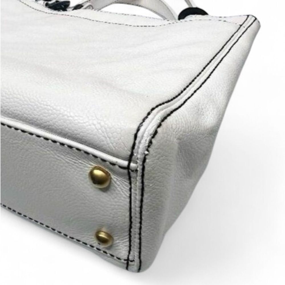 Rare Vintage CHANEL Black and White CC Logo Chain Dual Top Handle Tote - Picture 13 of 16